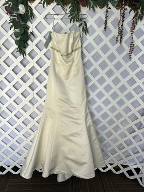 Watters Bridal Ivory Satin Gown Strapless Formal Dress Size 10 Style 5299 NWT